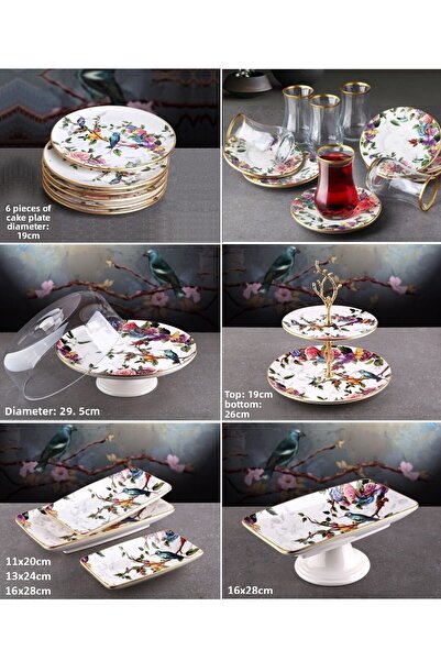 Pinkev طقم أطباق إفطار سيراميك مكون من 25 قطعة لـ 6 أشخاص - نمط الأزهار