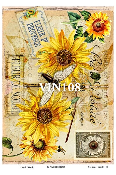 LİNEART Vintage Series Brass Decopage Paper 29X42Cm No:Vin108
