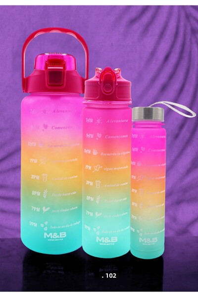 M&B WATER BOTTLE Motivational Set of 3 - Bpa-free Water Bottle, Purple Water ...