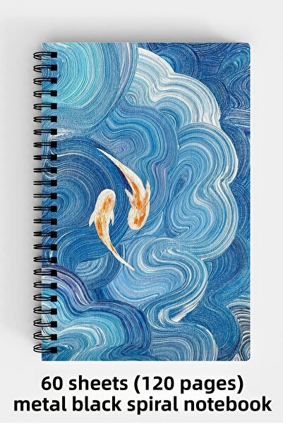 Anime Marketi دفتر ملاحظات بغلاف صلب مقاس A5 بتصميم سمكة مكون من 120 ورقة