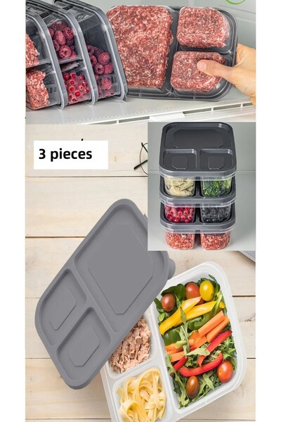 Bayev 3 قطع من حاوية تخزين النظام الغذائي المكونة من 3 أقسام من الدفيئة ومفرمة الوجبات ومبرد الخضروات