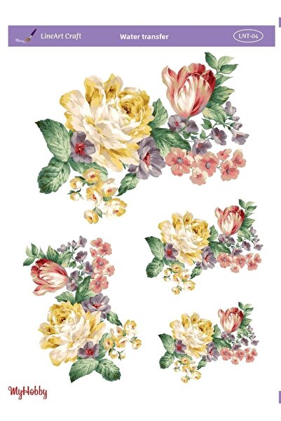 MyHobby Lineart Flower Patterned Water Transfer Lnt-04 25X35