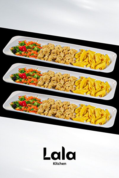 Lala Mutfak Long Chicken Plate 47X15 cm Melamine Presentation Plate Stylish and Break-Resistant