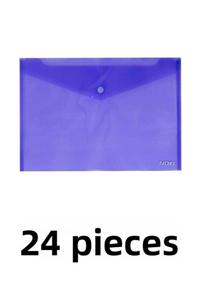 Noki 24 Pieces Transparent A4 Snap File Envelope File Purple