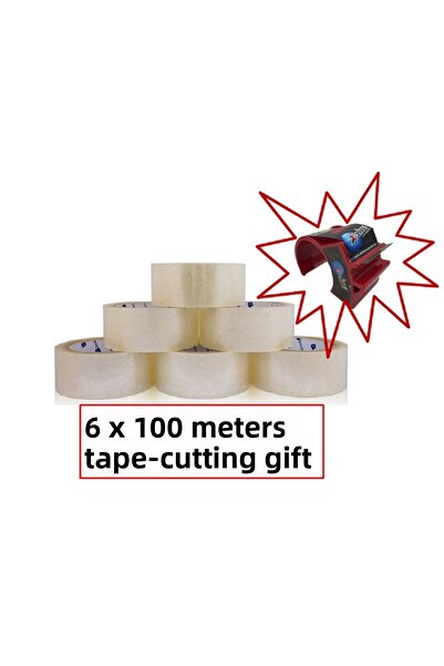 ÇAKABEY 6 Τεμάχια 100 μέτρα 45 χιλιοστά Ακρυλική Ταινία Κολλητικής Ταινίας με Δώρο