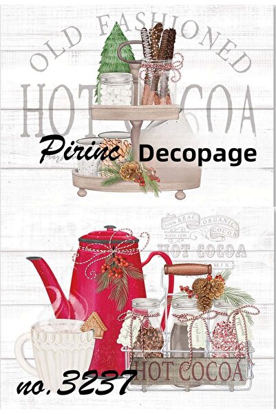 LİNEART 3237 الكاكاو الساخن - إبريق الشاي مع كوب الأرز ديكوباج 30x42