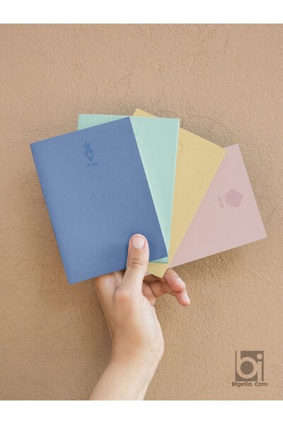 Bi bigelio مجموعة مفكرة صغيرة مخيطة بالأسلاك مكونة من 4 قطع