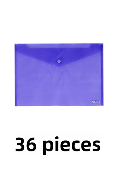 Noki 36 Pieces Transparent A4 Snap File Envelope File Purple