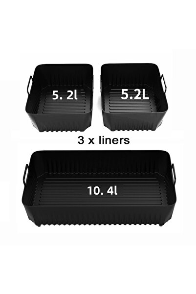 Choice 3 in 1 Black Hot Rectangle Air Fryer Silicone Liners for Ninja DZ071/AF500UK Air Fryer Basket Replac