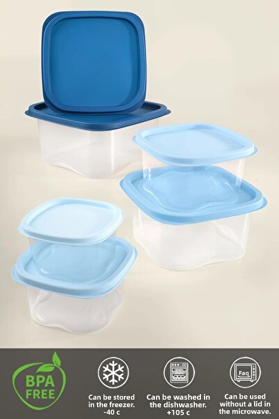 Meleni Home Set of 12 Square Food Storage Containers - Deep Freezer Microwave Compatible Storage Container Blue