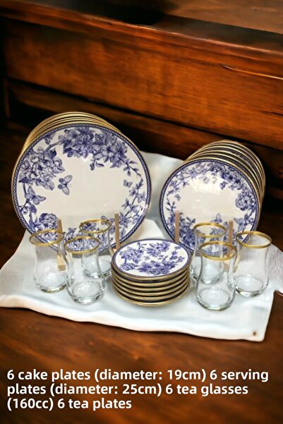 Pinkev طقم فناجين شاي من السيراميك مكون من 24 قطعة على شكل فراشة