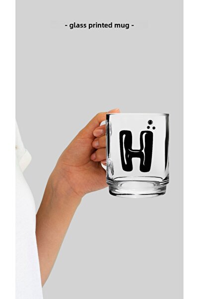 yhfoto Transparent Glass Mug with Letter H - Camk51