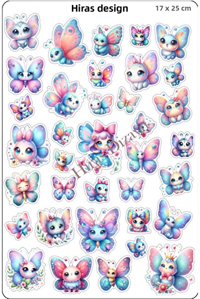 Hiras Dizayn 17x25 سنتيمتر حجم كبير لطيف الفراشات ملصق ورقة 36 قطعة ملصق محمول ملصق جدول الأعمال سكرابو