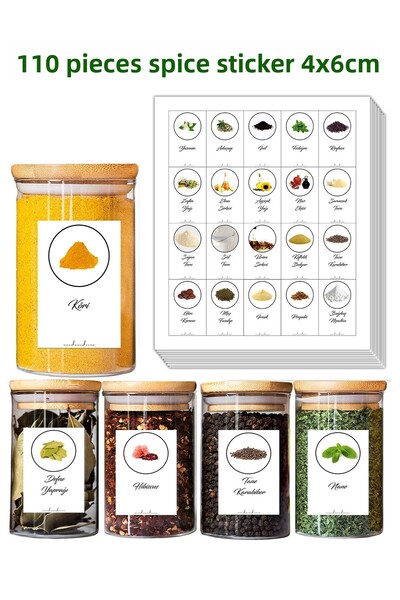 Smartad 110 Pieces Spices Pulses Nuts Jar Label Sticker 4X6Cm