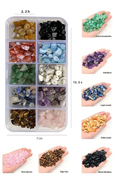 By MO Accessories 10 أنواع من الأحجار الطبيعية المكسورة في صندوق صغير مكون من...