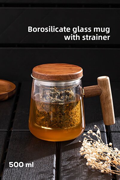 Perotti 17564 كوب هيربي زجاج بوروسيليكات مع مصفاة شاي أعشاب 500 مل