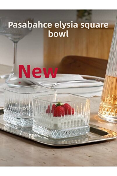FAYA HOME Pasabahce Elysia Cornered Square Bowl Jam Bowl Magnolia Dessert Bowl 230cc -8 Pieces-530138