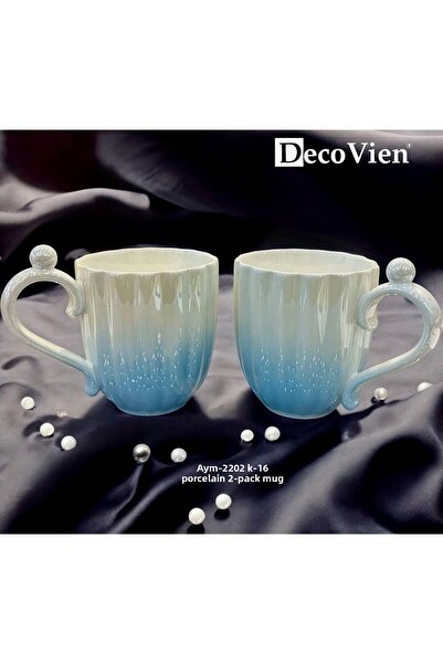 decovien طقم كوب بورسلين مكون من قطعتين من Pearl Model