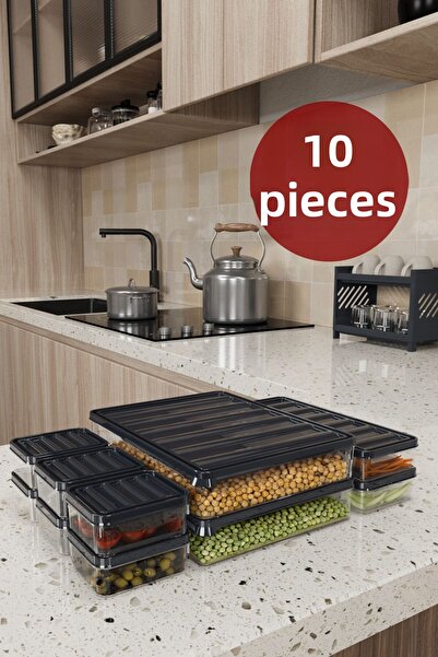 DOVİHOME طقم تخزين مقاوم للتسرب مكون من 10 قطع - حاويات إفطار وفريزر مع غطاء مفرغ