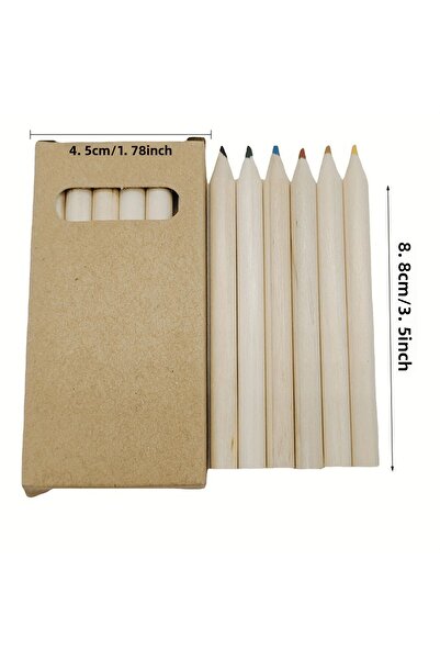 Siriderya أقلام خشبية صغيرة الحجم للرسم والكتابة مكونة من 6 قطع - مستلزمات مد...