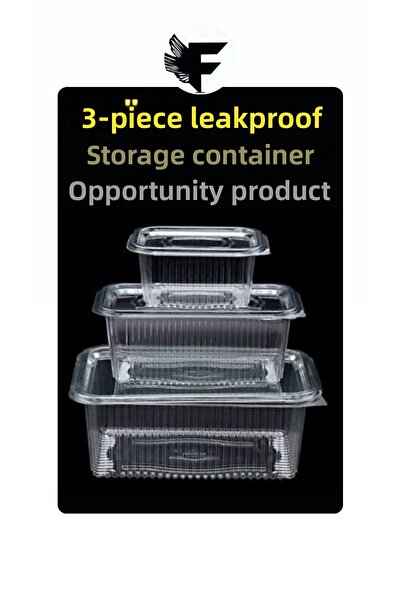 FİGANLAR 1st Quality Plastic Leak-Proof Container Disposable Disposable Plastic Bowl with Lid Set of 3 Deal Product