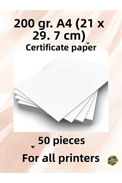 OzmeralBaskı 50 ورقة شهادة سميكة مع خرطوشة حبر 200 جرام مناسبة لجميع الطابعات