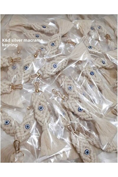 K&D SİLVER 50 Pieces Macrame Keychain - for Concept Gift, Wedding and Engagement