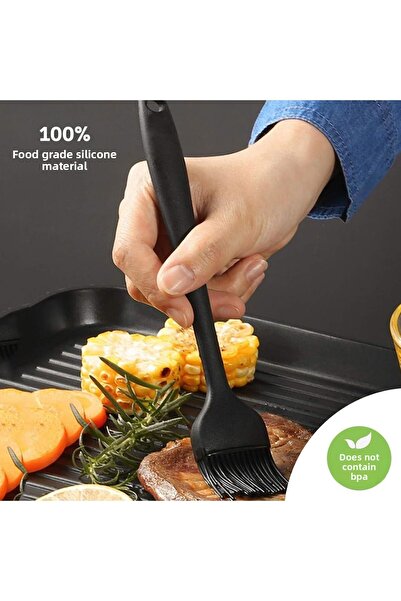 Tohana Heat Resistant Non-Flammable Non-Stick Silicone Egg and Oil Brush Black 26 cm