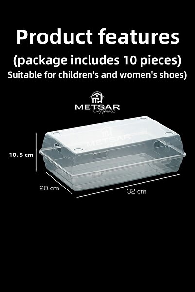 Metsar Home Διαφανές κουτί αποθήκευσης γυναικείων παπουτσιών 10 τεμαχίων – Στοιβαζόμενος οργανωτής με τρύπες αέρα