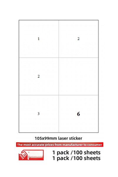 A1 Etiket PIA Laser Label tw-2303 100 A4 Sheets Laser Label 105 X 99 mm Size ...