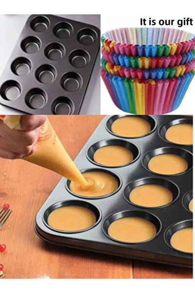 Hilamingo Home 12 قالب كيك مافن + 100 كبسولة كيك مافن