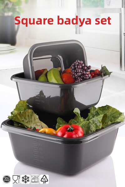 Nandy Home 3-Piece Square Basin Set - Black