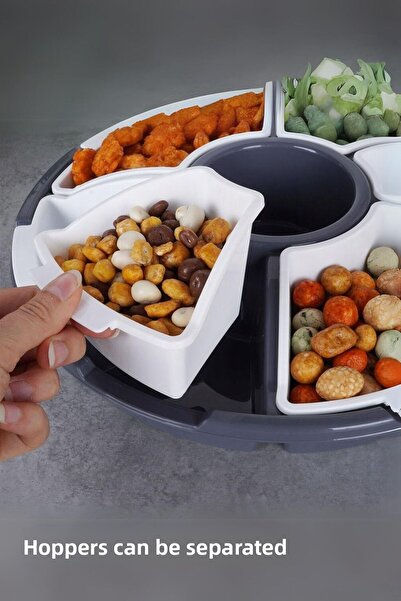 grimorlife 7 Compartment Covered Breakfast Presentation Storage Container Set |   Breakfast Set - Gray Color