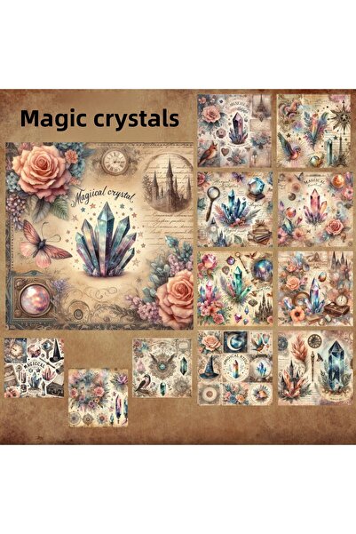 Pink Swan Craft Cristale de pietre magice de epocă - Set de autocolante de pl...