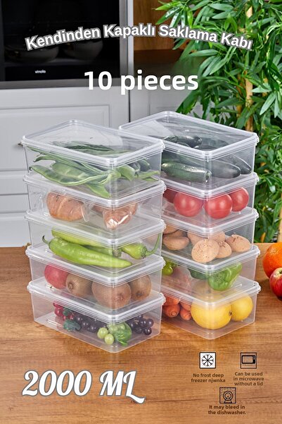 Tiklasende 2000 ml Rectangular Storage Container - 10 Pieces Refrigerator Org...