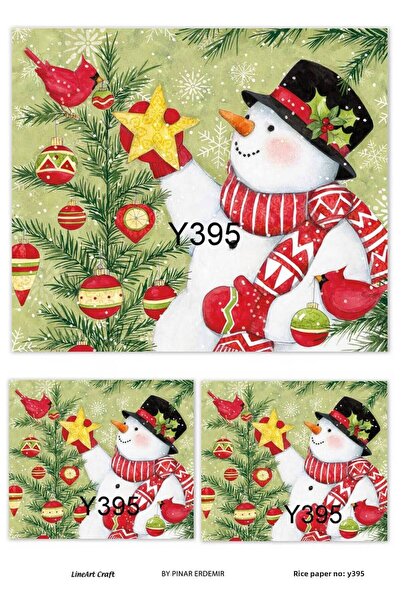 LİNEART ورق ديكوباج نحاسي بنمط عيد الميلاد الخطي رقم: Y395 - 29x42 سم