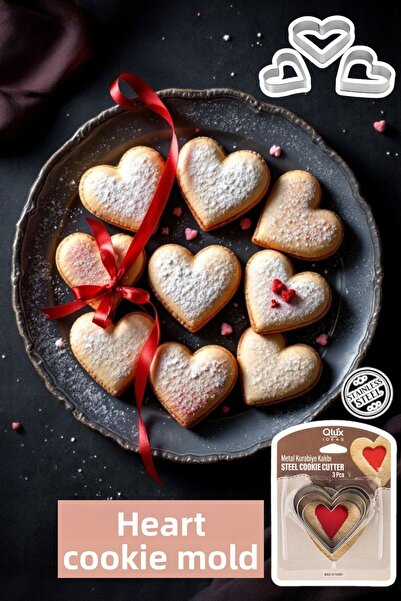 MUF HOME 3 Size Stainless Steel Cookie Mold with Heart Valentines Day Cookie ...