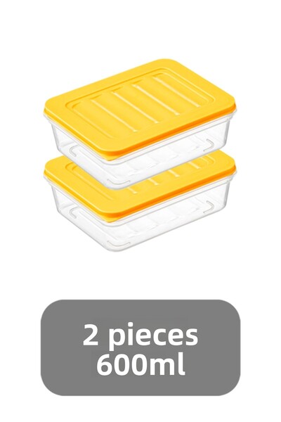 Meleni Home Set of 2 Microwave Compatible Food Storage Set - Yellow, 600 ml