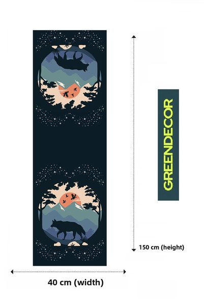 GREENDECOR Wolf Forest Nature Patterned Special Design Runner Digital Printed Decorative Tablecloth Home Decoration