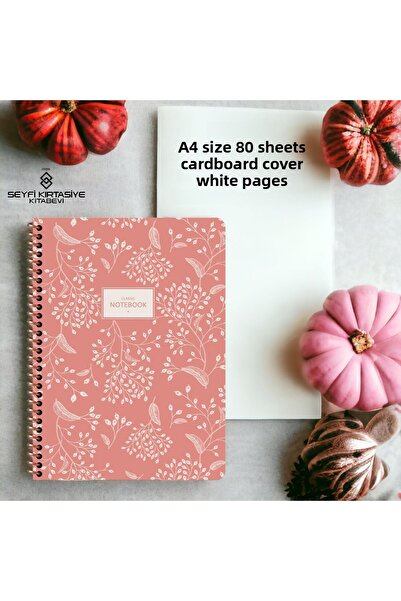 SEYFİKİRTASİYE دفتر ملاحظات سلكي مخطط بحجم A4 80 ورقة، لون أبيض، ورق 60 جرام