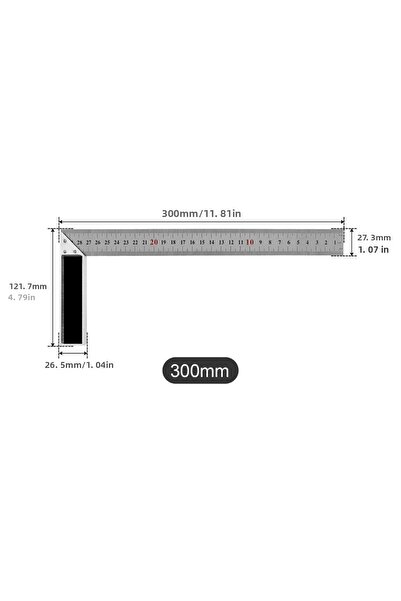BGA 300mm L Miter Ruler 90 °   Stainless Steel
