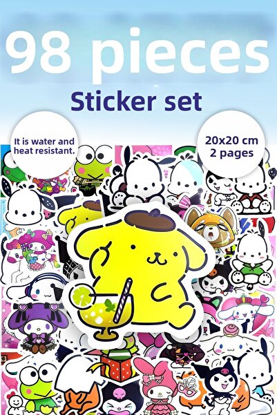 Grafikup مجموعة ملصقات الرسوم المتحركة اللطيفة المكونة من 98 قطعة - ملصق زجاج...