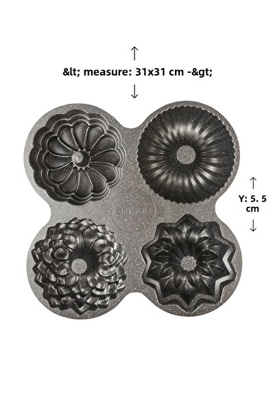 Emsan Griss Four In One 4-Piece Gray Cake Mold