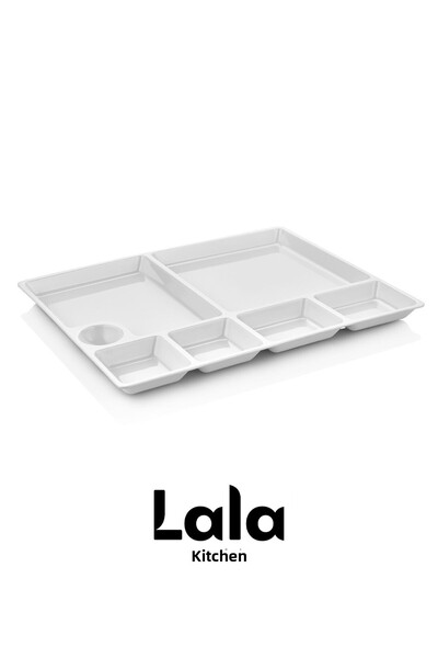 Lala Mutfak Gözde Breakfast Serving Plate with Compartments – Durable and Stylish Presentation (33 X 26 cm)
