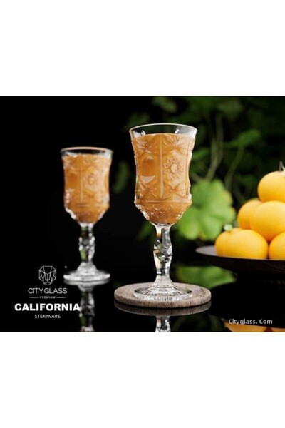 DİBA AVM Glass 6 Pieces Coffee Side Water Glass with Feet california 210 ml 6 pieces