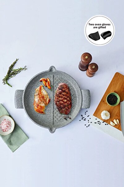 Karaca شواية موتفاكسيفر 30 سم من الحديد الزهر مزدوجة الجوانب