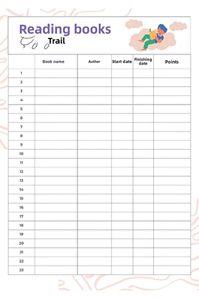 Rana İkra Art Plan de lectură a cărților (25 bucăți) (A4)
