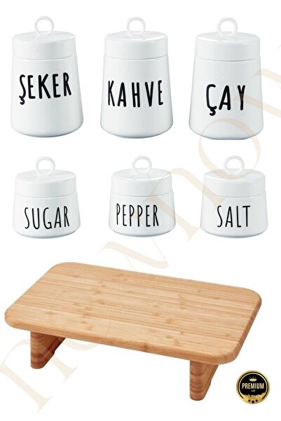 NEWNOW 7 Piece Porcelain Spice Rack Set, Spice Rack Set with Bamboo Base, Spi...