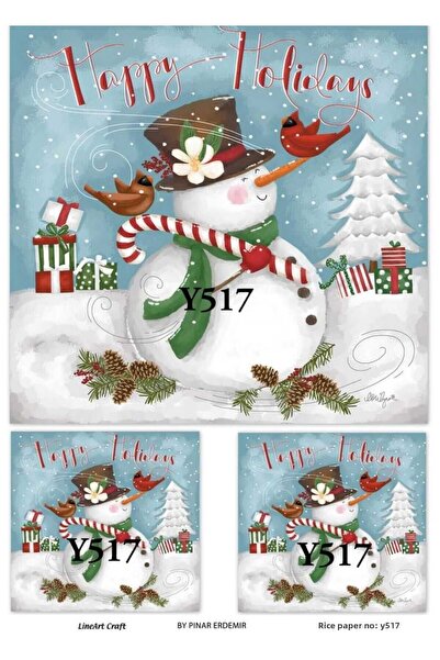 LİNEART ورق ديكوباج نحاسي بنمط عيد الميلاد رقم: YILBAŞ517 - 29X42 سم
