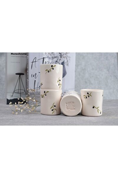 Melouro Olive Branch Set of 2 Handmade Ceramic Cups with Handles, Mug